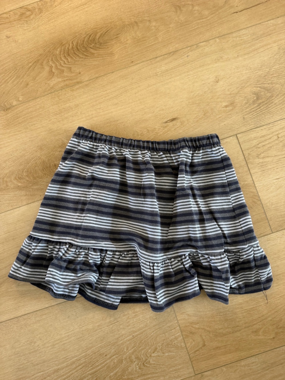 Striped Towel Ruffle Tiered Mini Skirt - Navy & White